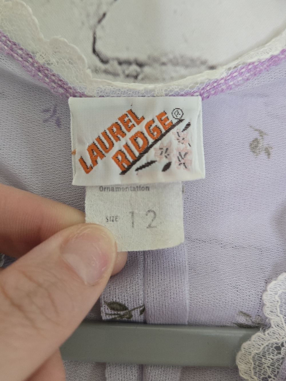 VTG 60s Laurel Ridge lavender floral babydoll dress lace trim sheer Coquette - Picture 3 of 8